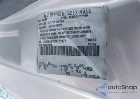 2000 Ford Mustang from USA, damaged, VIN 1FAFP444XYF102477